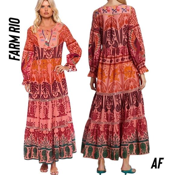 FARM Rio Dresses & Skirts - FARM RIO AINIKA MACAWS PRINT MAXI DRESS NWT SMALL